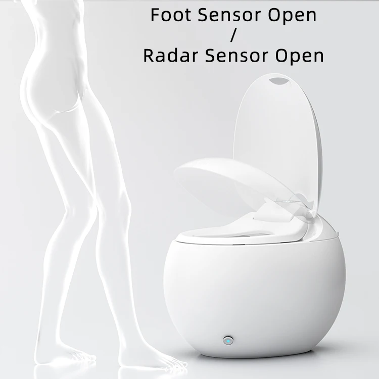 Modern round one piece siphon jet closestool egg shape electric auto sensor open automatic flush intelligent smart toilet bowl