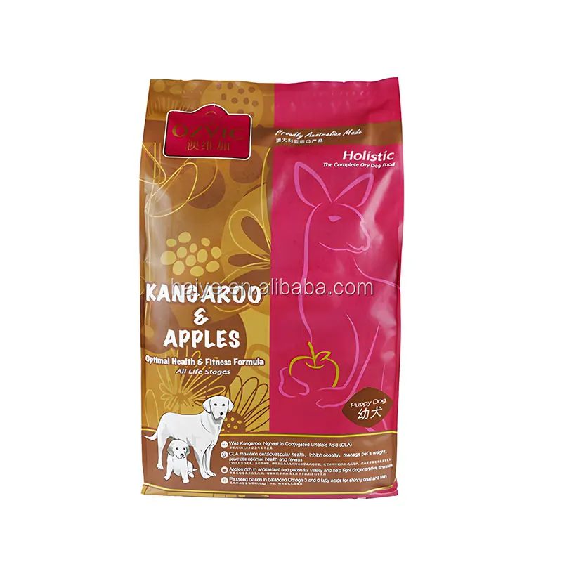 Customized Glossy Matt Eight-side Seal Aluminum Foil Self-sealing Pet Dog Food Packaging Bag