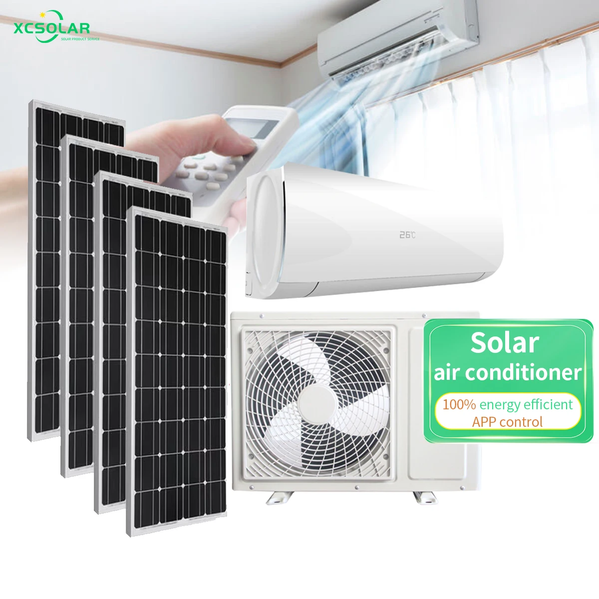 24000btu High Temperature Solar Air Conditioner With Battery for Solar off Grid Solar Airconditioner for Homes 12v 24v