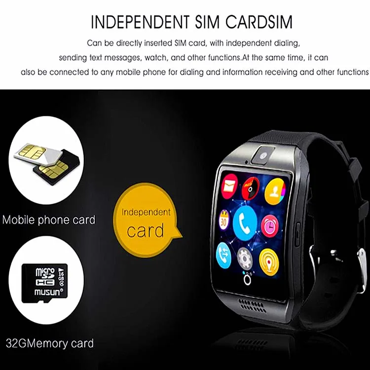 New Q18 sport watch smart TF Card Phone GSM Camera health watch smart for Android wearable devices phone smart watch