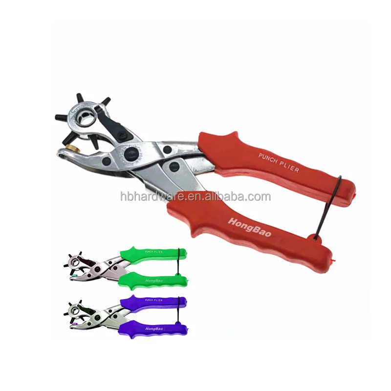 Revolve Leather Punch Toggle Joint Revolver Hole Punch Pliers with Lever Support Leather Punching Pliers with 6 Round Hole Pipe