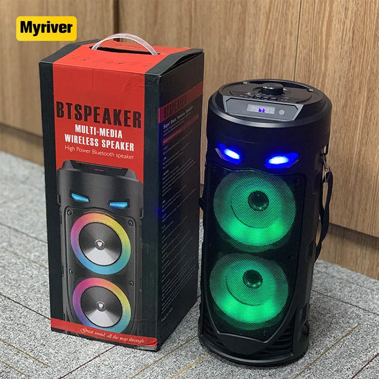 Myriver New Design Parlantes Double 6.5Inch Horn Trolley Speaker Big Tws Bass Party Speaker With Remote Control