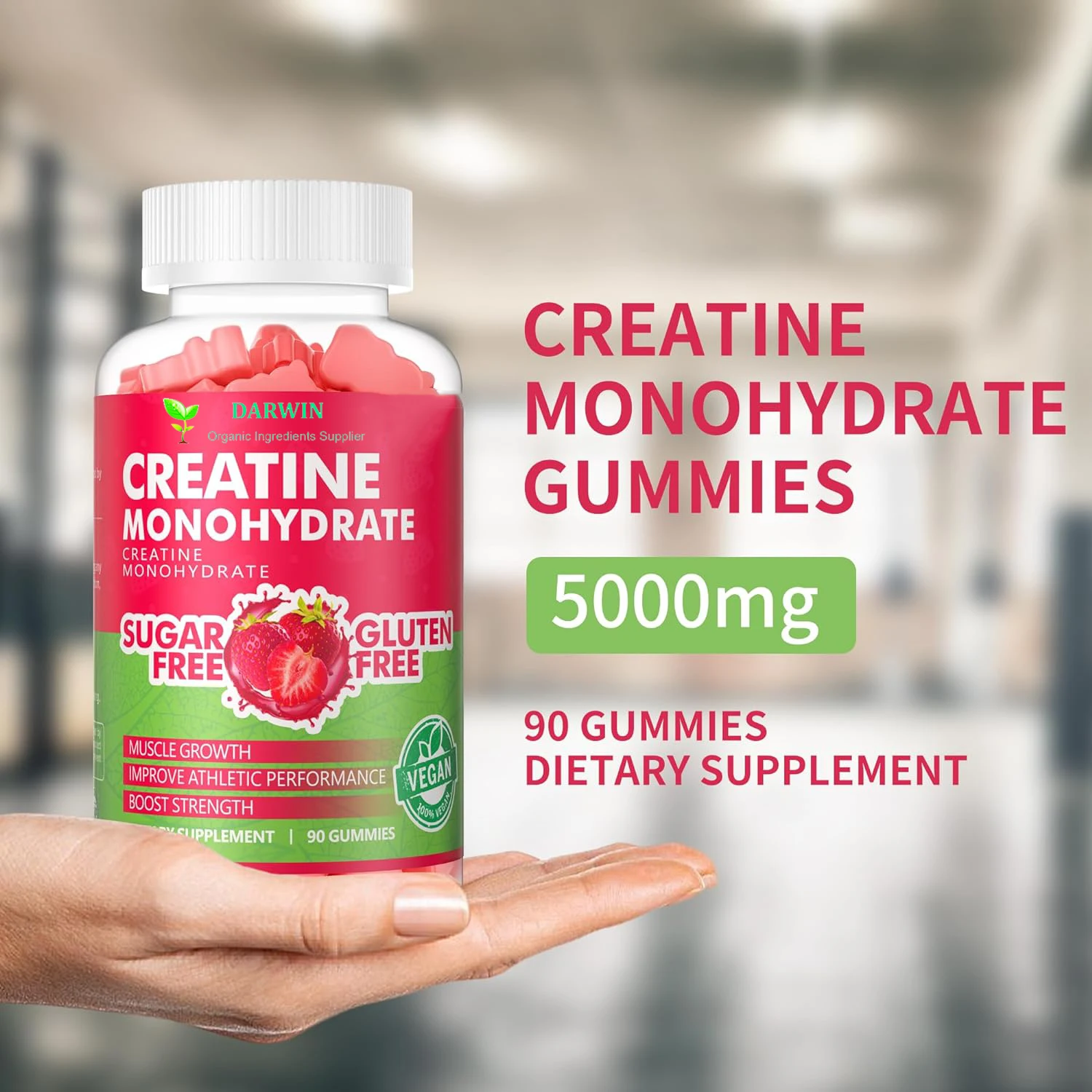 Darwin OEM Private label Creatine Monohydrate Gummies 5000mg Chewables Creatine Monohydrate Energy Boost