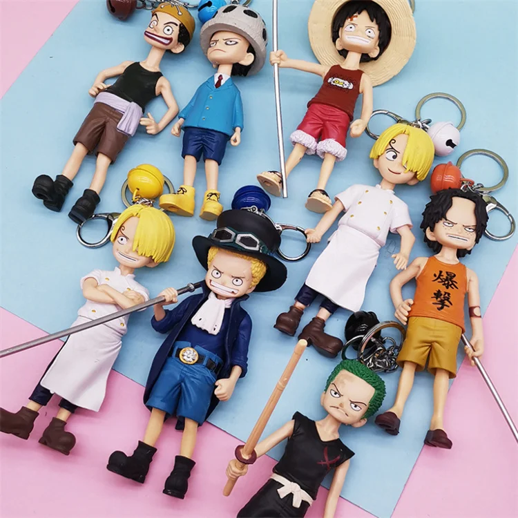 Wholesale High Quality 8Pcs/Set 14CM Height Collectible Model Anime One Piece Key Chain Action Figure KeyChain