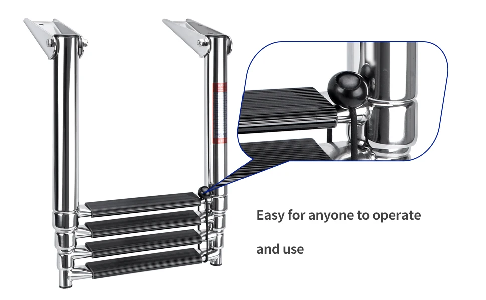 High quality 316 marine hardware stainless steel 3 step ladder for boat