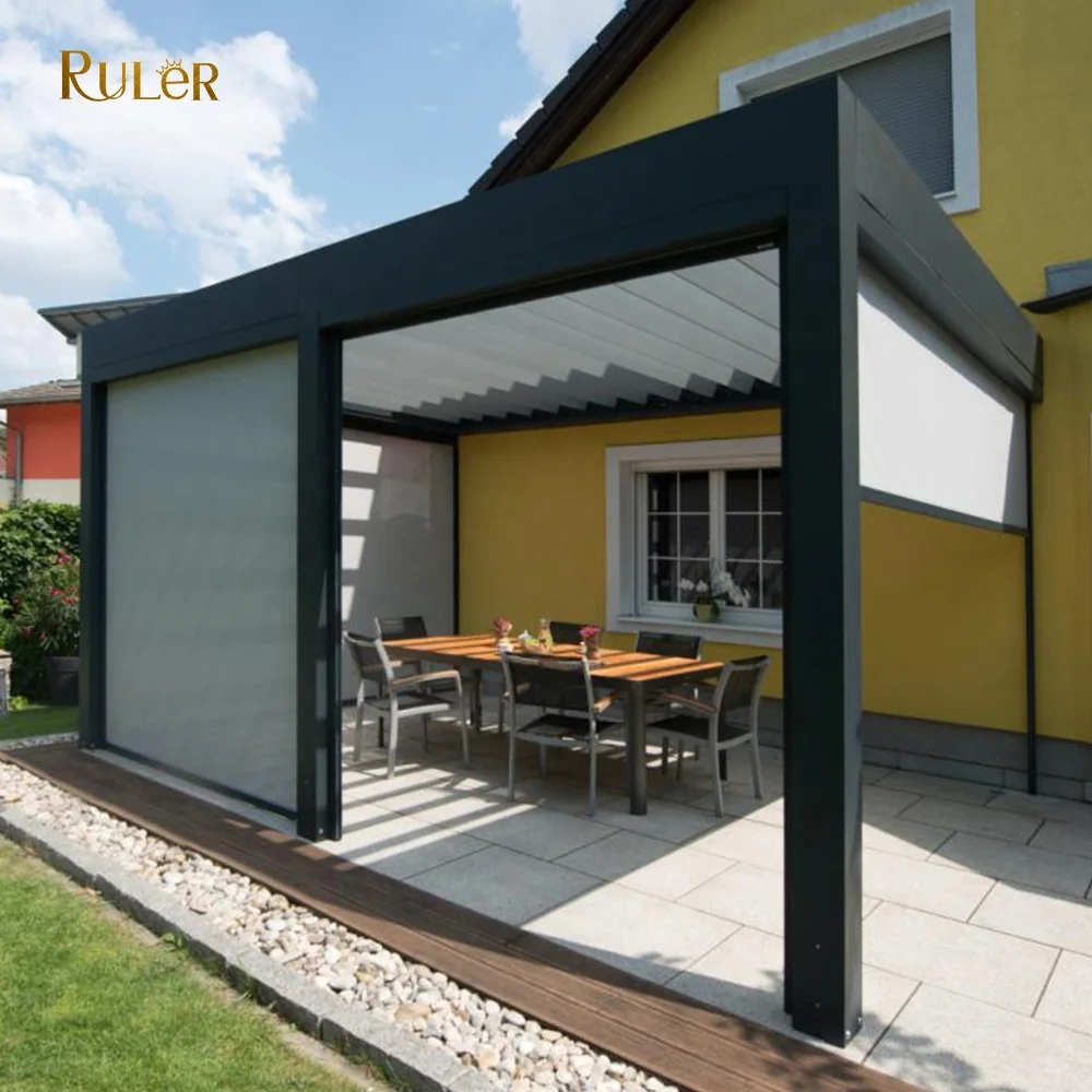  Customized Outdoor awning motorized smart window blinds Balcony Sunroom pvc roller shades for