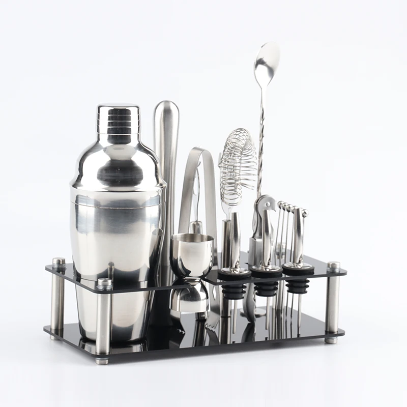 High Quality Custom Logo Bar Tool Set Stainless Steel Cocktail Shaker Set for Mixology
