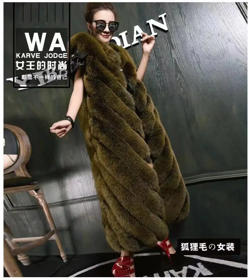 women winter vest  faux fox fur vest  faux fur waistcoat  for ladies with long style Factory price Shenzhen Lily Cheng