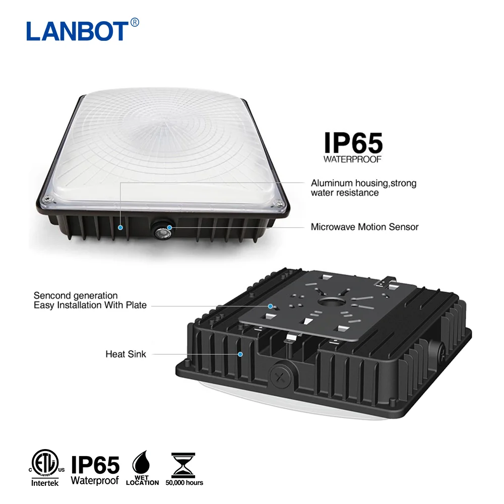 40w 60w 80w Led Low Bay Security Photo Cell Garage Canopy Light