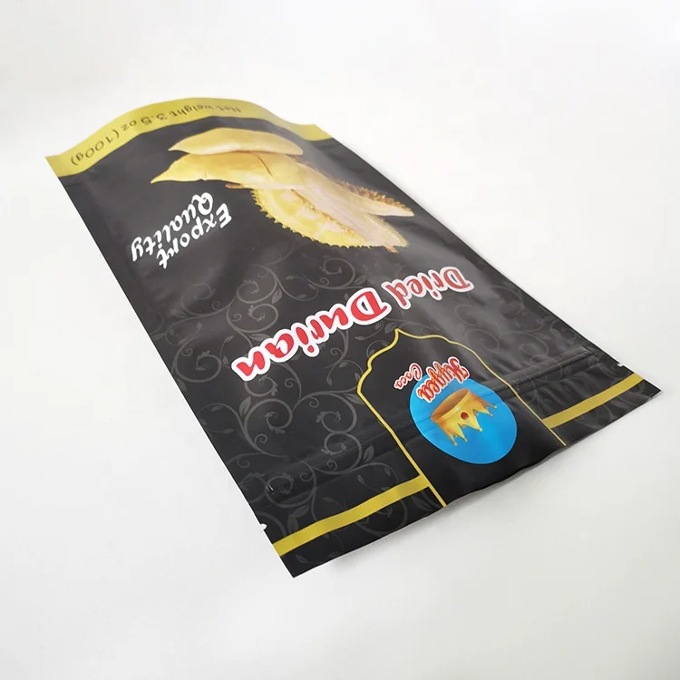 Wholesale Custom Logo Plastic Snack Philippine Thai Durian Dried Fruit Package Pouch Stand Up zipper Dry Food Packaging Bag