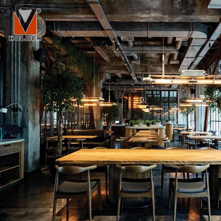 Particular Original style Hotel long table dining set One-stop decoration furniture wooden restaurant sets