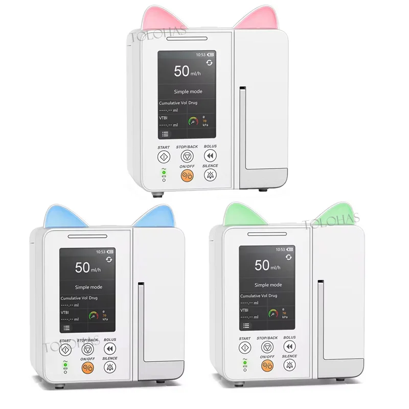 LHWVP6 Auto-lock Screen Night Mode Vet Medical Product 3.5 Inch Cute Ear Design Pet Mini Infusion Pump Price