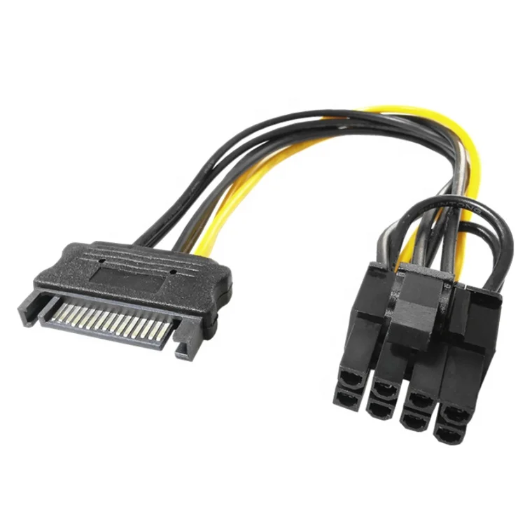 15 Pin SATA Male to 8 Pin (6+2 Pin) PCI Express Female Video Card Power Adapter Cable