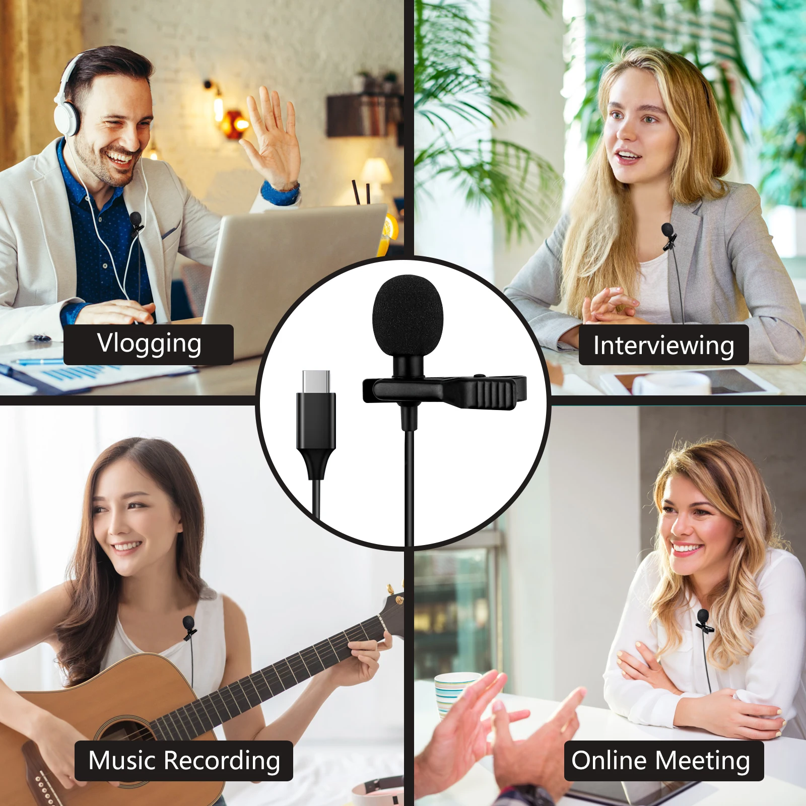 External Clip-On Camera Lavalier Lapel Microphone