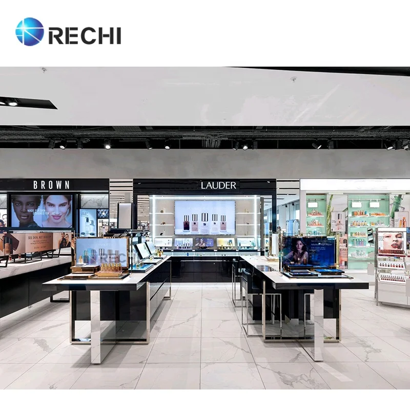 Косметическая витрина RECHI прилавок для косметических магазинов интерьерный дизайн витринные полки из акрила и дерева розничная продажа студийная мебель салона красоты