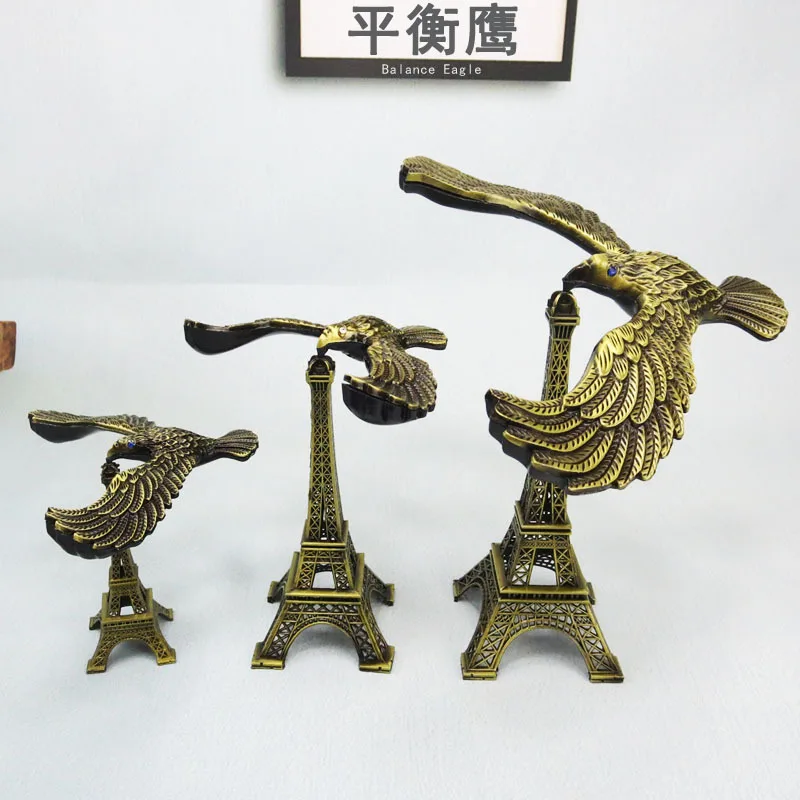 Metal Crafts Anti Gravity Balance Eagle Tower Model Levitation Eiffel Tower Eagle Figurine Ornaments Office Desk Decoration