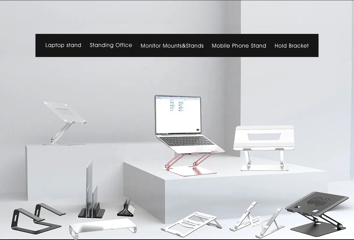 9 Colors 10 to 15.6 inches Riser Notebook Holder Stand Mount Computer Stand Ergonomic Detachable Aluminum Laptop Stand