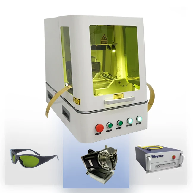 Auto Focus Portable Gold mini Enclosed Fiber Laser Marking Machine 50W 100W