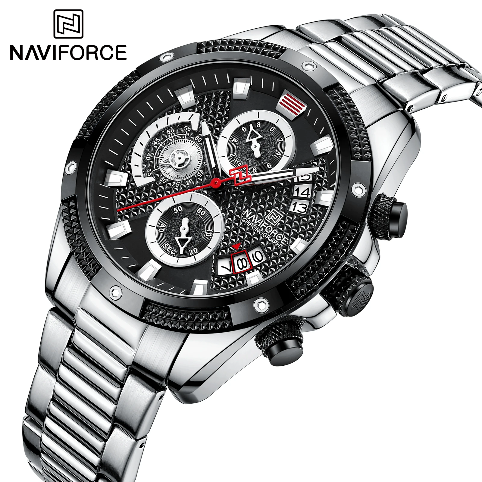 NAVIFORCE Men Watch Sport Man Wristwatch Top Brand Luxury  Chronograph Green Gold Stainless Steel Quartz Male Clock 8021