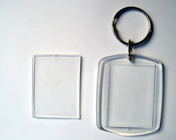 Rectangle plastic photo transparent acrylic keychain 35*45mm