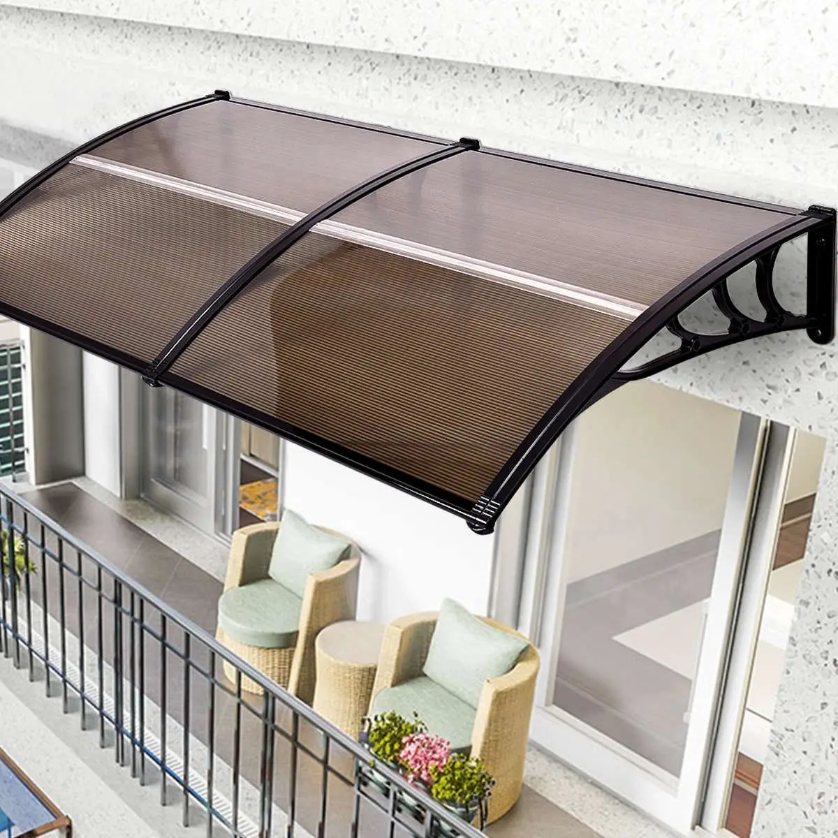 Easily Assembled Aluminum Awning Outdoor Waterproof Villa Patio Cover Rain Balcony Canopy