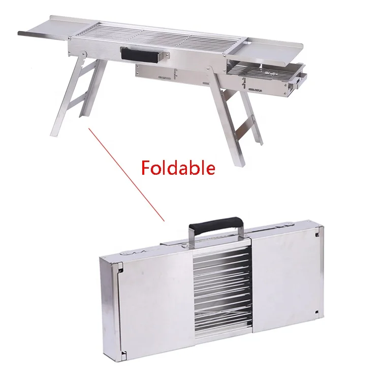 Wholesale Stainless Steel Portable Charcoal Grills Foldable BBQ Grill Tools for Cooking for Hiking Camping Park Parties Picnic