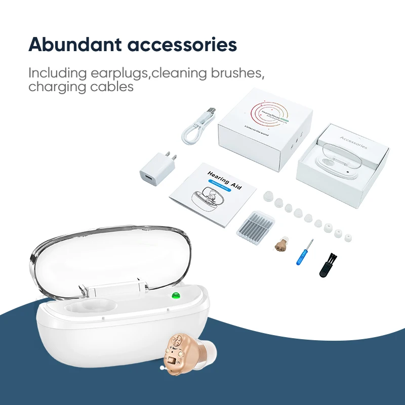 New Product Ideas 2024 Great-Ears Cic Hearing Aids 2 Channels Sound Amplifier In-Ear Rechargeable Hearing Aids