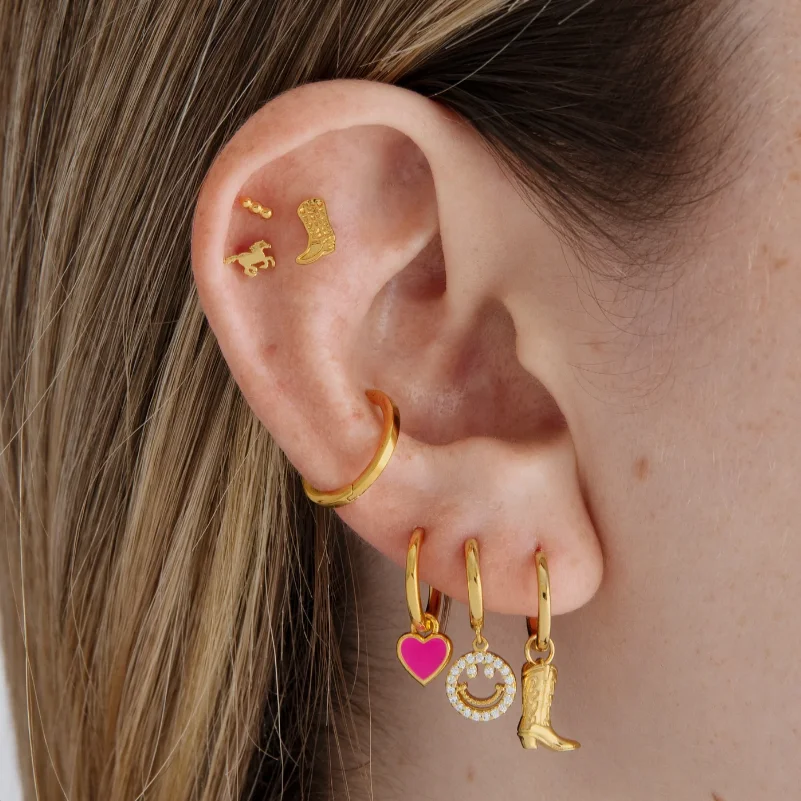 Custom Design Jewelry Sets Earrings 2023 Stainless Steel Non Fade Gold Dangle Earring Small Stud Cowboy Boot Earrings for Girls