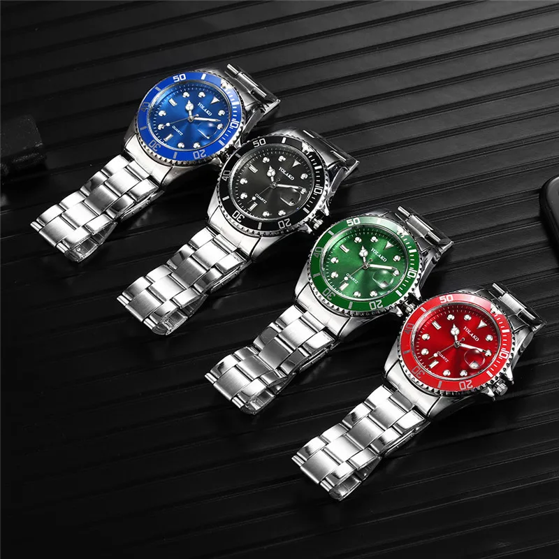 WJ-9791 Custom LOGO High Quality Calendar Quartz Man Wristwatch Gold Stainless Steel Belt Dive Luxury Watch Men