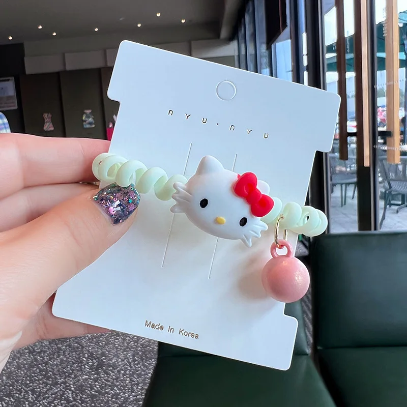 2023 new Korean cartoon telephone line scrunchie simple leather cover female head rope tied ponytail hair rope