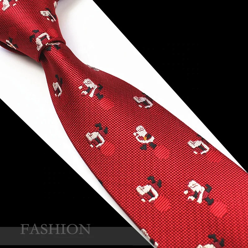 Mens Merry Christmas Ties 7cm Silk Woven Necktie for Men Gift Necktie Holiday Santa & Deer Tie