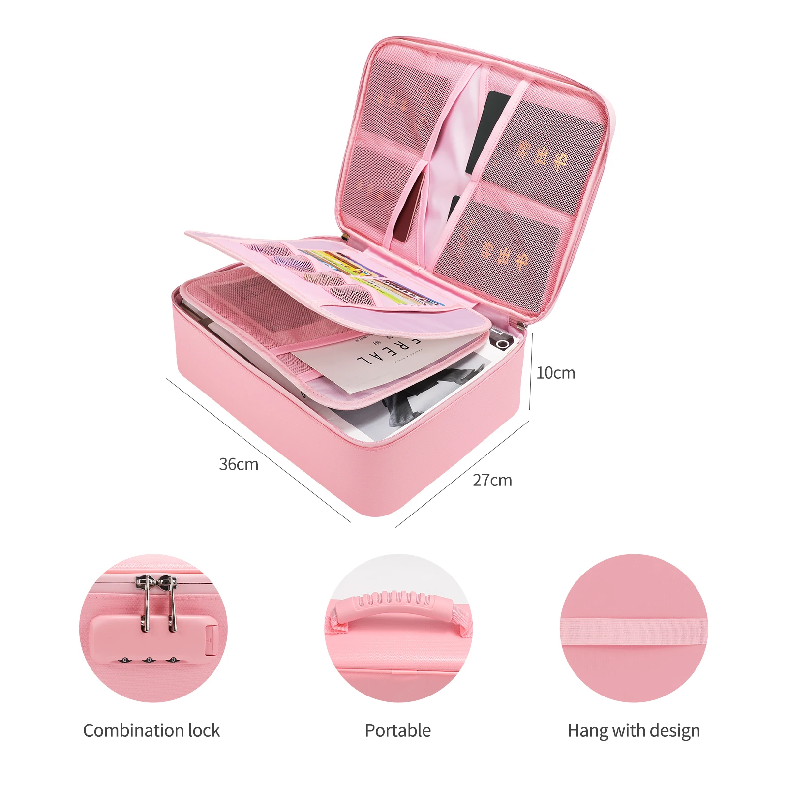 Custom Pink Fireproof Waterproof Cash Money Bag Non-Itchy Fire Resistant Document Organizer for Safe File Storage