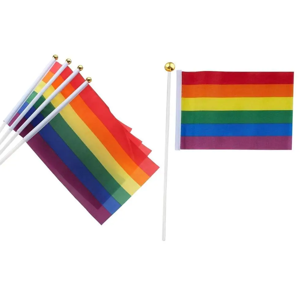 New Decorated Rainbow Gay Flag Mini Hand LGBT Flag Gay Pride Rainbow Party