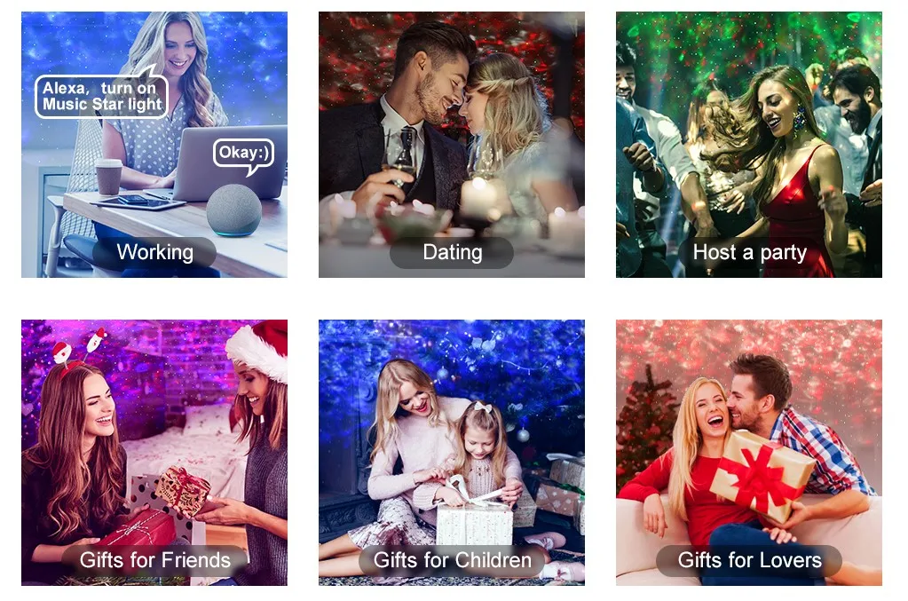 New Night Lights Laser Lamp Projection Speaker BT Music Starry Mini Wifi Smart Star Projector  Night Light Projector