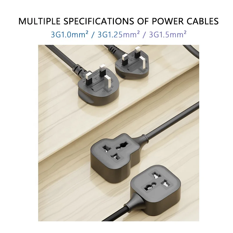OEM UK power cable Universal international Outlet Socket Plugs Extension Cord 4000W Big Power Plug Electrical Strip