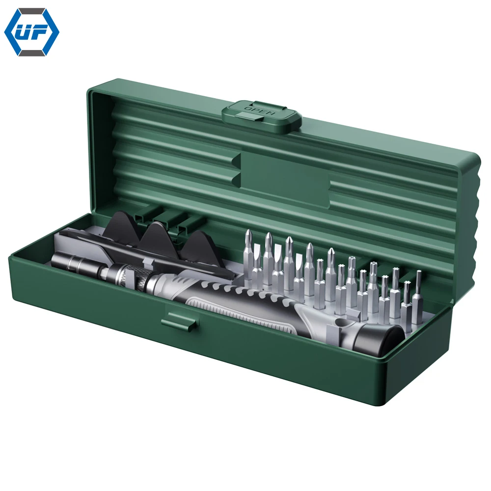 KS-840071 25in1 Green Color Pencil Box Type Precise Screwdriver Set, Magnetic CRV Driver Bits for Computer Repairs