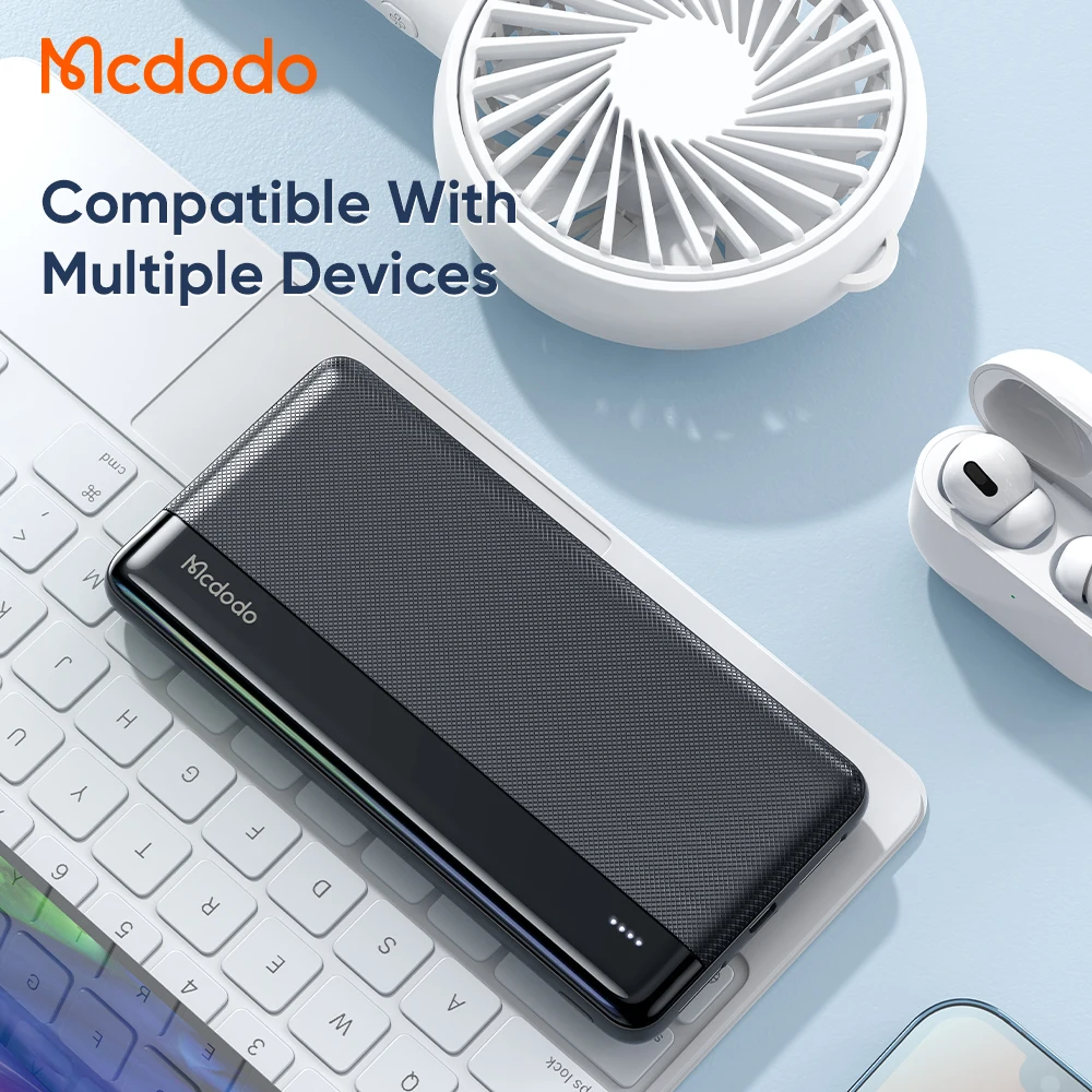 Slim Power Bank 10000mAh 2USB Fast Self-Charging Portable Phone Charging With LED Black Universal Smart Power Bank