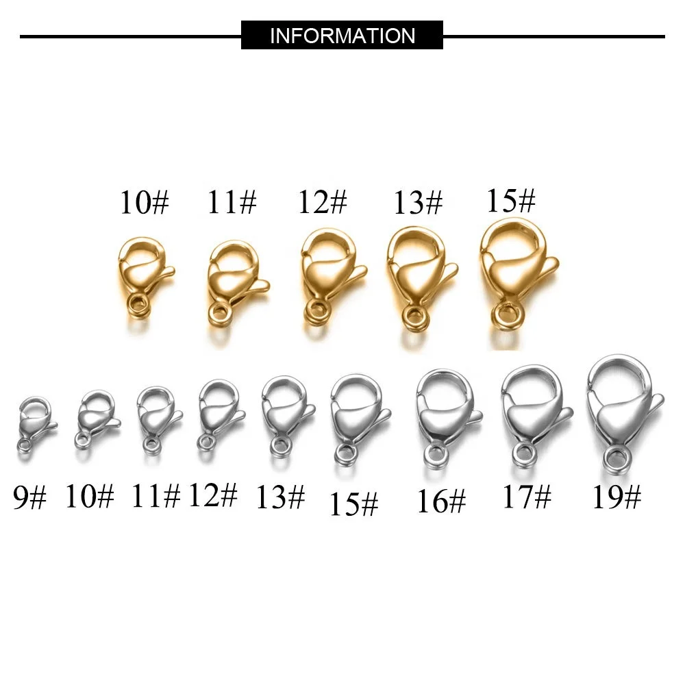 Smooth Stainless Steel Lobster Clasp Titanium Steel Jewelry Polished Bracelet Necklace Accessories Gold plated Lobster Clasp