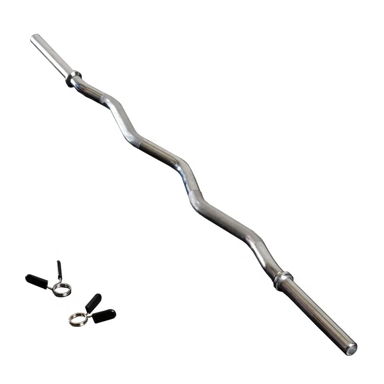 Fitness Training Gym Exercise Home Steel Power Weightlifting EZ Curl Threaded Barbell Bar