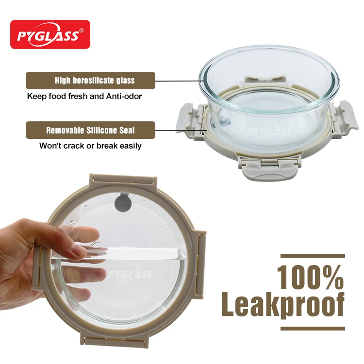 Glass food storage container with breathable clear glass lid for home kitchens 3set