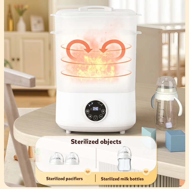 China Hot Selling 4 in 1 Double Layer Multifunction Large Capacity Dry Feeding Electric Bottle Steriliser