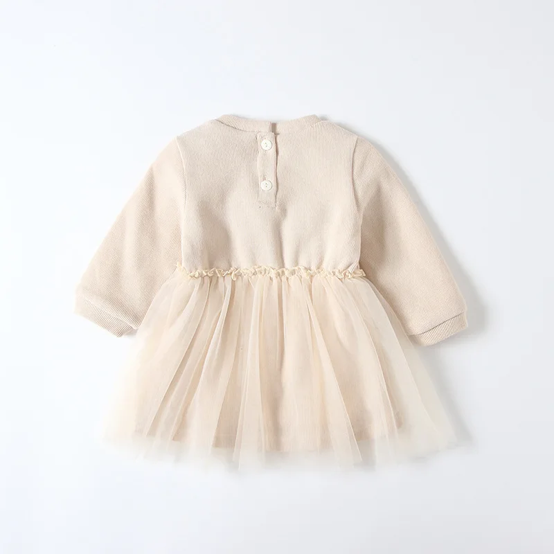 
design long sleeve autumn winter little girls dress Button-Up Yoke Dress 