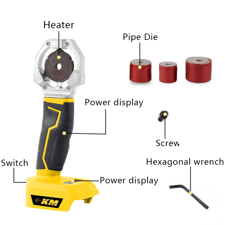 KM Temperature Adjustable Digital Display  Lithium Battery Cordless Hot Air Melting Machine