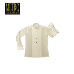 Белыми крыльями Очаровательная воротник спереди складки с двойными манжетами; Одежда с длинными рукавами костюм-смокинг мужская рубашка