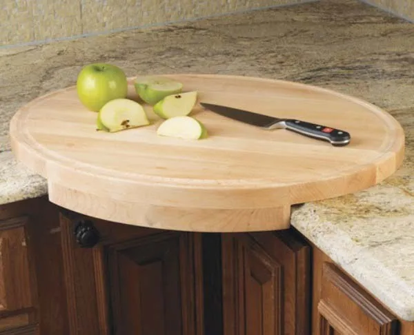 100% Solid Bamboo Wood Corner Chopping Block Kichen Corner Cutting Board Custom Size Sustainable with Lfgb Certification
