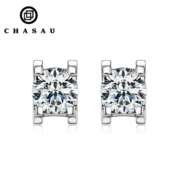 Diamond Stud Earrings 5mm 0.5CT 0.5 Carat D-Color Moissanite 925 Sterling Silver Vintage Anti-allergy Stud Earrings For Women