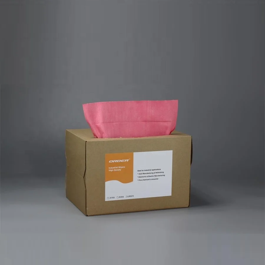 2024 ORDER X-80R cellulose pp red Spunlace Nonwoven Industrial High Quality Multi-Purpose Shop Towels clean wipes