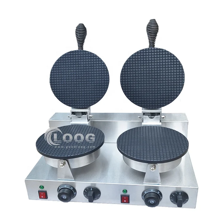 Electric Nonstick Ice Cone Maker Double Head Waffle Cone Making Machine Price Ice Cream Waffle Cone Maker