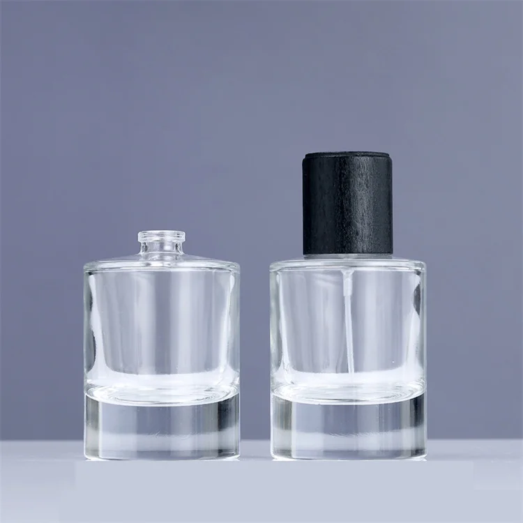 cheap magnetic lids 30ml 33ml 35ml cylinder glass perfume packaging bottle high gloss black with magnet cap india