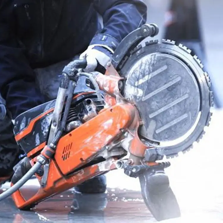 gasoline ring saw concrete cutter cuts concrete and masonry in alteration, renovation and new construction work
